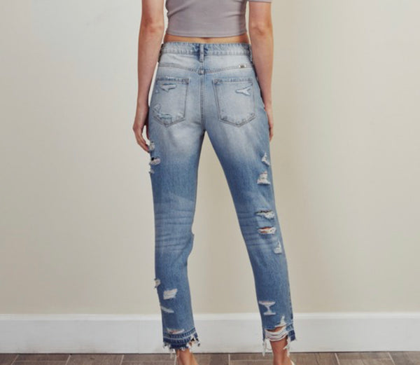Rainbow thread high rise skinny jeans