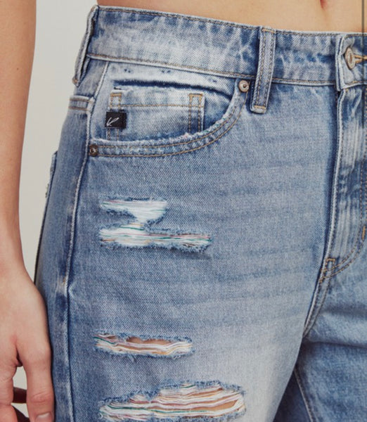 Rainbow thread high rise skinny jeans