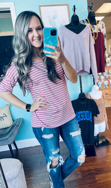 Mauve striped top